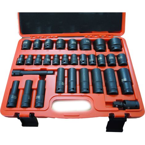 Set 32 Bussole a Impatto 1/2" Rinforzate Adattatori Avvitatore Pneumatico 05036