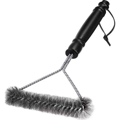 Brosse Nettoyage Barbecue - 1 Unité - Acier Inoxydable - Poils 3 Côtés - Pour Grils Gaz Charbon Céramique - 30 cm (1/5)
