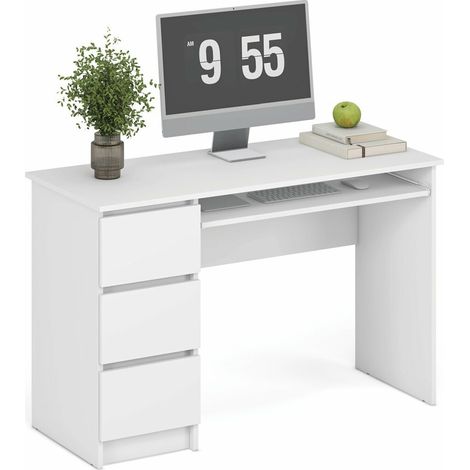 Mesa de oficina Houston 1949, Blanco, Con un estante para teclado, Con cajones, Número de puertas: 0, Número de cajones: 0, 77x120x50cm