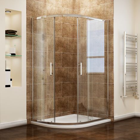 ELEGANT Walk in Corner Left Quadrant Shower Cubicle 1200x800mm 6mm Nano Glass Sliding Shower Door with Tray and Waste Trap (1/5)