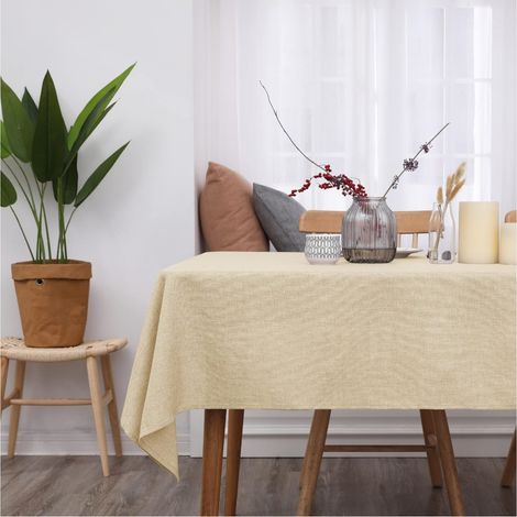 Nappe aspect lin – Couleur écru naturel – Style simple – Dimensions 140 × 200 cm (1/5)