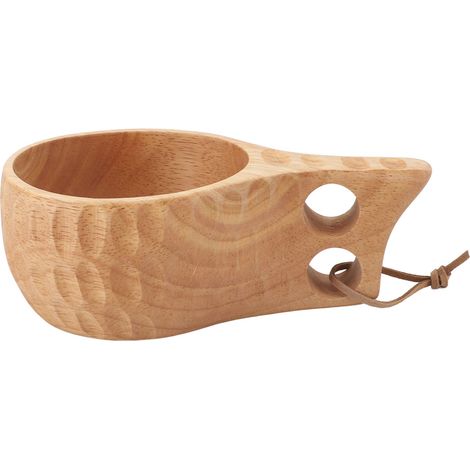 Mug en bois 350 ml avec anse, portable et multifonction, gobelet en bois pour boisson, café, thé et lait, couleur claire (1/5)