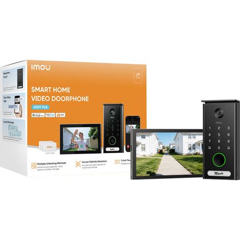 Imou IMOU-VO1-5M0A-VH1-7A0A Videocitofono Smart 5MP con Monitor Touch 7 Pollici PoE Dual Band WiFi 2.4GHz 5GHz Rilevamento Umano e Veicoli colore Nero