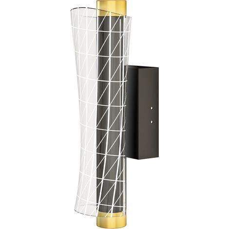 Ensemble de 2 appliques murales LED intérieures design quadrillé, avec variateur d’intensité, en métal noir, pour chevet, couloir, salon ou chambre (1/5)