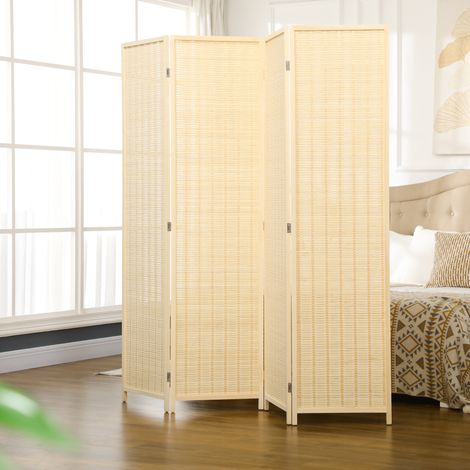 Paravent 4 panneaux 180 x 180 cm en bambou, pliable, naturel HAVRYA (1/5)