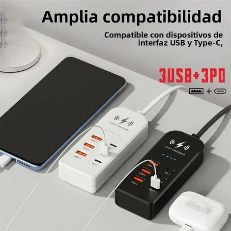 Chargeur USB 6-en-1 PD Type-C (2 pièces) : chargeur mural à charge rapide, hub multiport USB Type-C, adaptateur avec prises européen (1/5)