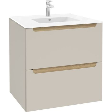 Naturel Stilla armoire de salle de bain murale 60x60x45 cm avec lavabo en céramique, cachemire mat (STILLADK06056U1) (1/3)