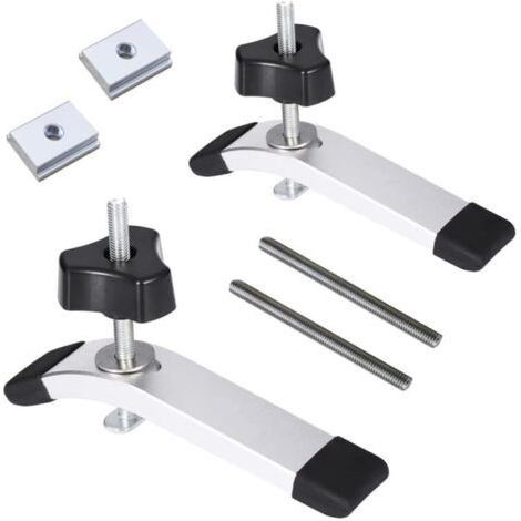 Lot de 2 Rail - Aluminium T-Track Clamp T Track Jeu de pinces de maintien à action rapide en métal, pour outil de travail du bois T-Slot (1/5)