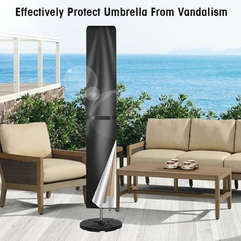 Housse de Protection pour Parasol, 210D Oxford Housse Parasol Deporte Housse Parasol Droit de Jardin avec Tige Imperméable Anti-UV Housses pour Parasols de Plage Balcon Exterieur (249x57/57cm) (1/5)