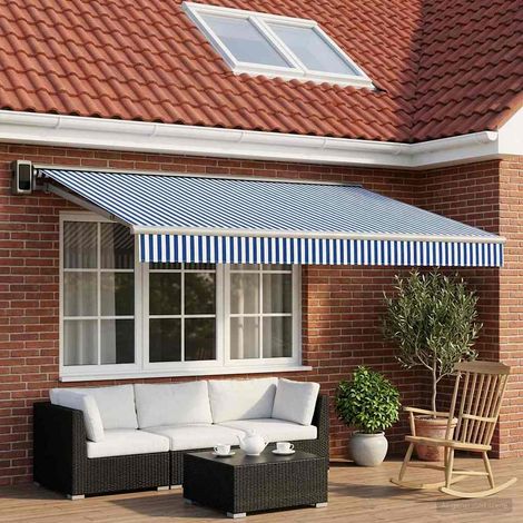 vidaXL Telo di ricambio per tenda da sole Blu e Bianco 450 × 300