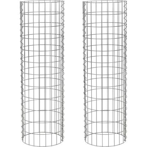 Gabione Gabionensäule rund Ø 35 cm 120 cm 2er  Steingabionen Steinkorb Drahtkorb