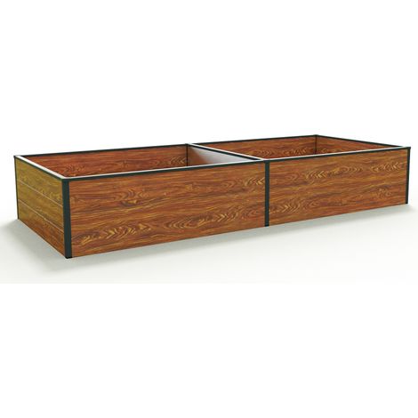 GFP HALFSIZE Huerto urbano de aluminio - Jardinera compacta y resistente enóptica de madera - 235 x 99 x 39 cm