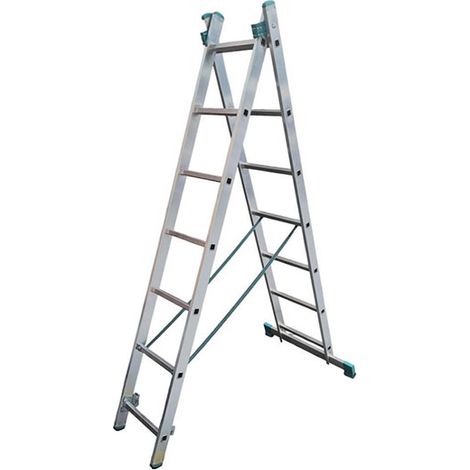 Échelle double transformable 2x7 barreaux – Longueur déployée 3.14m – Barreaux striés antidérapants – SKU 7507 – Leiter Experten