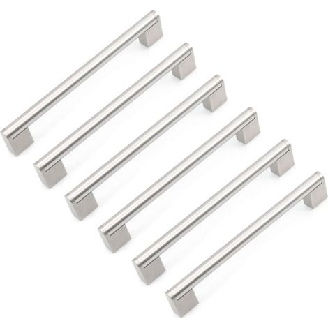 Poignées de tiroir européennes modernes - Entraxe de 192 mm - Idéales pour les armoires et meubles de cuisine - Brossées - Lot de 6 (1/4)