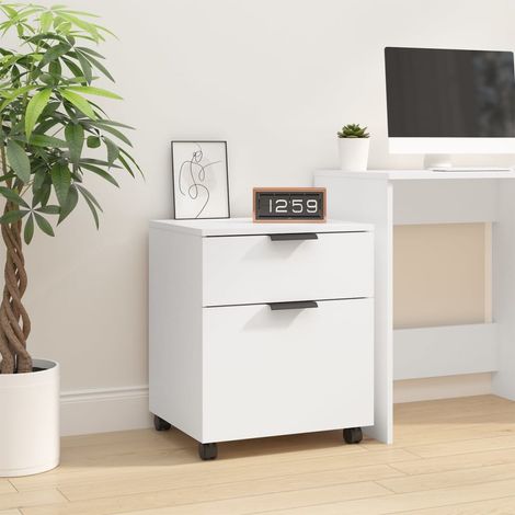 vidaXL Classeur mobile avec roues Blanc 45x38x54 cm Bois d'ingénierie