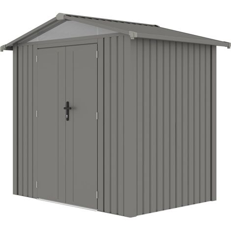 Gardiun – Abri de jardin métal 4,03 m2 – Dimensions extérieures 240x168x220 cm – Acier galvanisé avec fenêtre latérale et double porte 106x178 cm (1/5)