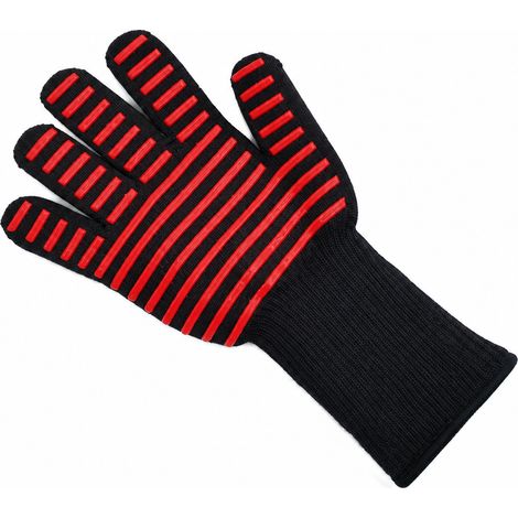 Gant anti-chaleur 800 °C aramide et silicone rayures rouges taille unique 33 cm 33 réf 1284 33 × 12 × 3 cm 130 g – Livraison gratuite