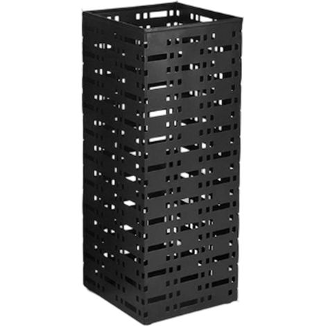 Portaombrelli in Metallo Nero, Design Quadrato Traforato 42x16x16cm, Antiruggine e Stabile per Ingresso Casa, Ufficio e Hotel (1/5)