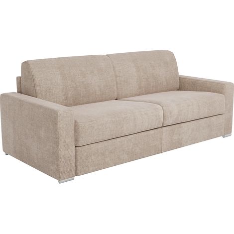 Divano letto 3 posti express in tessuto beige - Piano letto 140 cm - Materasso 14 cm CALITO (1/5)
