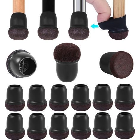 24pcs Chair Leg Caps 14-19mm with Felt Pads, Furniture Leg Covers, Chair Leg Cups Furniture Protector (1/5)