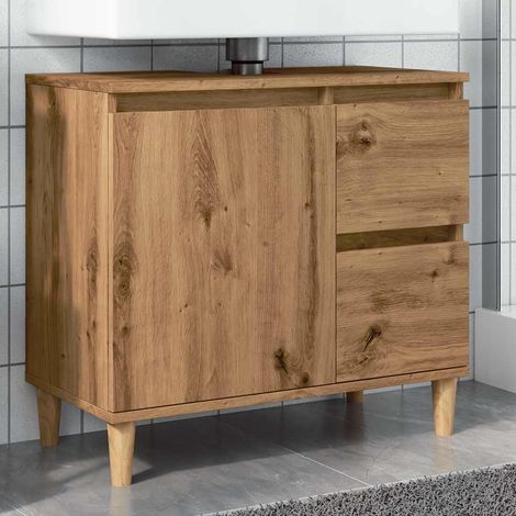 Armario lavabo baño madera ingeniería roble artisan 65x33x60 cm vidaXL (1/5)