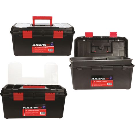 TOOL BOX 19"" PLASTIC CHEST BAG STORAGE BAG CASE & TRAY ORGANISER TC383