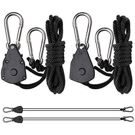 Cordes à cliquet avec Crochets pour Lampe ou Plantes, Corde de Crochet Réglable (1 Paire)- (1/5)