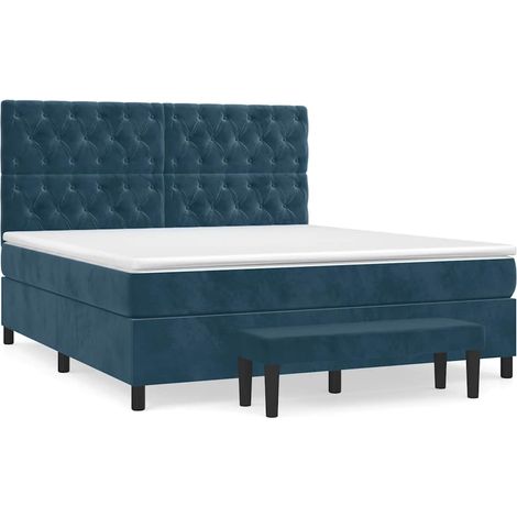 Maison Exclusive - Giroletto a Molle con Materasso Blu Scuro 160x200 cm in Velluto