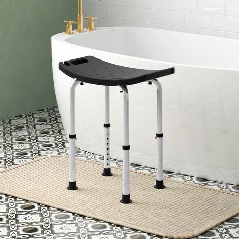 Tabouret de douche pour personnes âgées et handicapées avec hauteur réglable. patins antidérapants. noir