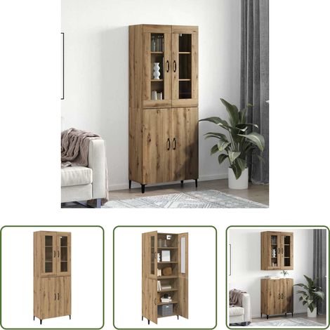 vidaXL Buffet bois - Haut Armoire 2 pcs Chêne artisanal Bois d'ingénierie (1/5)