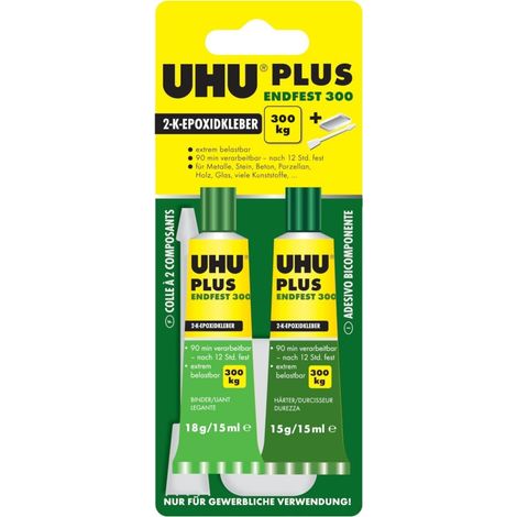 UHU 2-Komponentenepoxidkleber PLUS ENDFEST 300 Karton mit Tuben Binder 82g und
