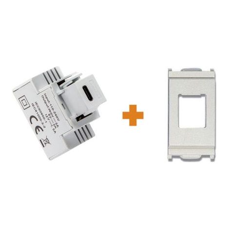 Fanton caricatore 1 USB-C 3A Ricarica rapida 18W da incasso Vimar Idea bianca - 82901