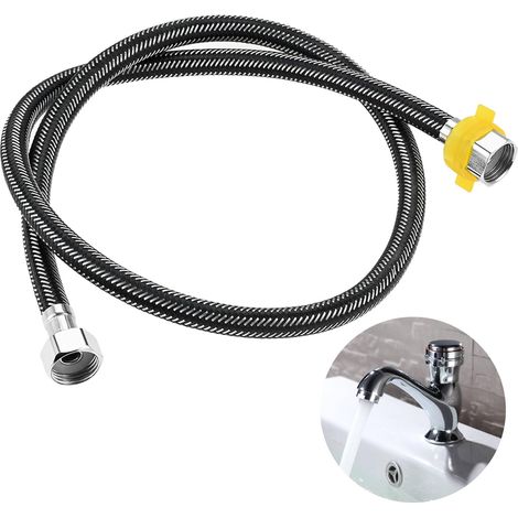 1 raccord de tuyau flexible, en acier inoxydable G1/2" x G1/2", tuyau blindé, tuyau flexible pour douche, mitigeur (100 cm) (1/5)