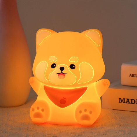 Veilleuse panda mignonne, lampe rechargeable pour chambre d'enfant avec minuterie, adorable décoration de bureau, intensité réglable par simple pression, veilleuse en silicone en forme d'animal, lumiè