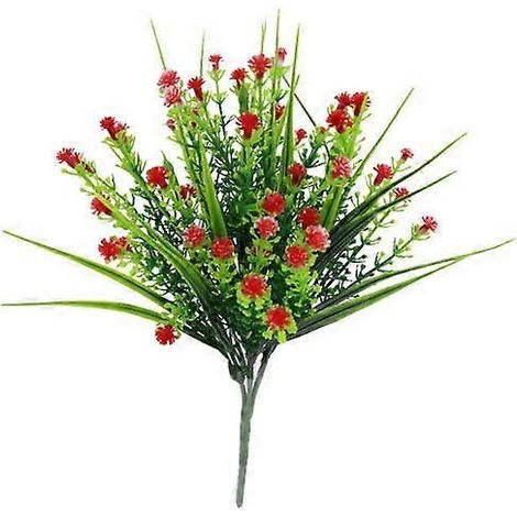 Fleur artificielle écologique à 5 branches, en plastique imperméable et durable, imitation gypsophile.rouge (1/5)