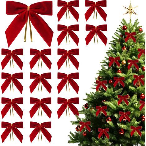 Set mit 24 kleinen, bordeauxroten Samtschleifen für Weihnachtsbäume, Kränze, Geschenkverpackungen, Bastelarbeiten, Hochzeiten, Partys und Süßigkeitentüten (1/5)