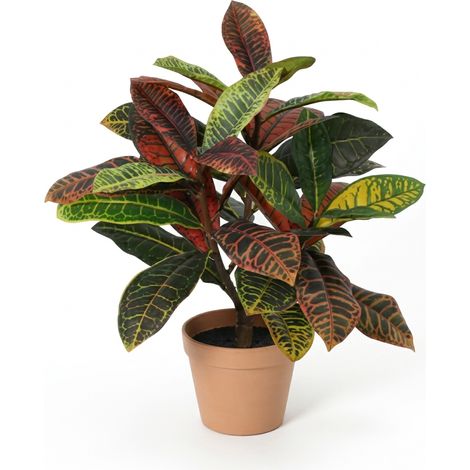 Plante Artificielle Croton Codiaeum Décoration Intérieure pour Salon et Bureau - Hauteur 40 cm - PANGIVO