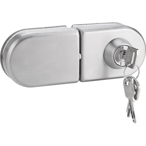 verrou porte en acier inoxydable Serrure de sécurité anti-vol Serrure de porte coulissante à poussoir sans cadre avec clés (1/5)