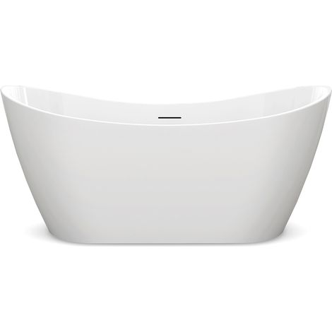 Baignoire - Baignoire Autoportante SMILE DM972-1600T - 1600x780x740 mm - Blanc Brillant - Élégante et Durable - avec Bonde Click-Clack Blanc tapis (1/5)