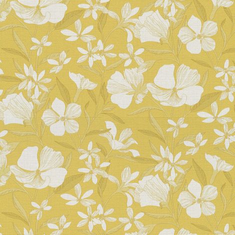 Vliestapete - La Terrasse - Grau Gelb Weiß Blumen Floral Erismann - 1051903 (1/5)
