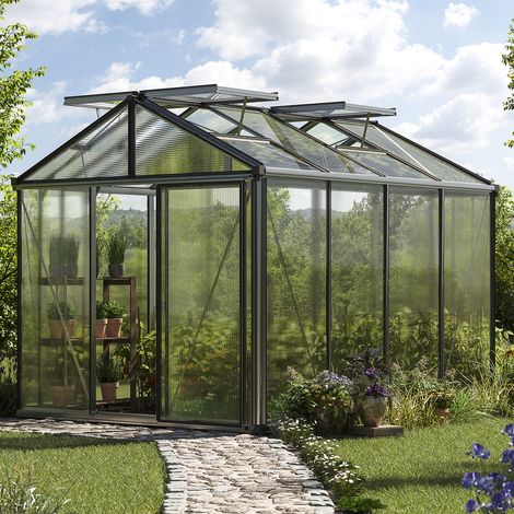 GFP Invernadero Diamas 22 Premium 235x311 cm placas alveolares de 16 mm, color aluminio natural (1/5)