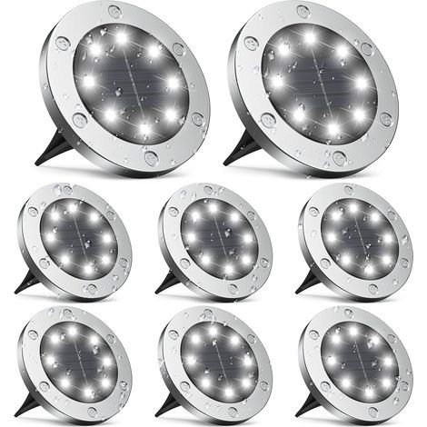 Outdoor Solar Light, 8 Pieces Outdoor Solar Light, 8LED Outdoor Solar Garden Light, Outdoor Solar Spotlight IP65 Waterproof, Decorative Outdoor Solar Light For Patio Path (1/5)