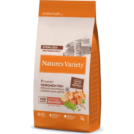 Nature's Variety Sans Céréales Saumon Stérilisé Adulte - Aliment pour Chats Adultes au Saumon Stérilisé