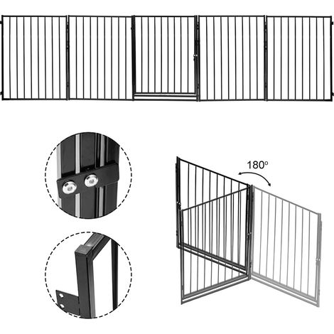 Wolketon Cancelletto di sicurezza Cancelletto per camino 5 pezzi Cancelletto per cani Area giochi per bambini nero