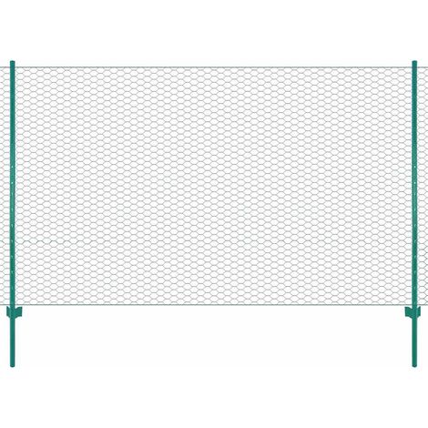 Clôture en Grillage Métallique avec Poteaux Acier et PVC Vert 25 x 2 m - PANGIVO (1/4)