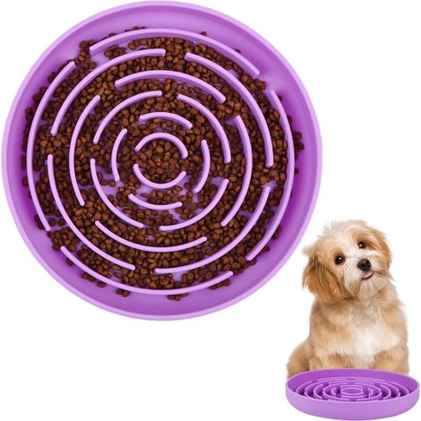 1 Gamelle Anti-glouton, Design Labyrinthe, Silicone Alimentaire, Ventouse Antidérapante, Pour Chien Et Chat