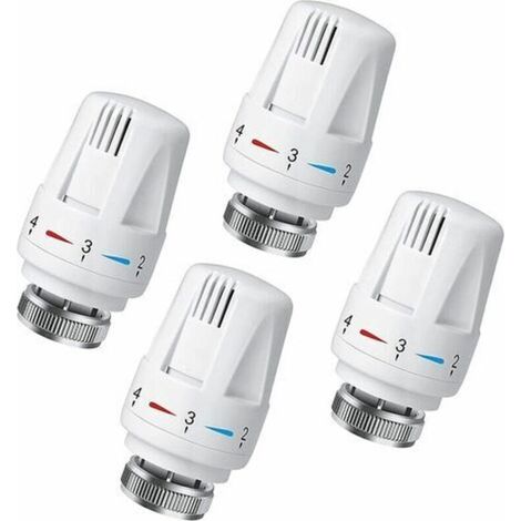 -Lot de 4 Tête Thermostatique Connectée Vanne Thermostatique Accessoire, Tete Thermostatique Radiateur, Tête de Remplacement de Vanne de Radiateur pour le Thermostat M30 x 1.5 White (1/4)