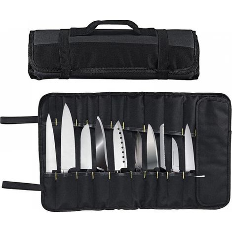 Sac de chef professionnel pour couverts – Sac à couteaux pour chefs pouvant contenir jusqu'à 22 couteaux Noir (1/4)