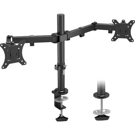 Support Ecran PC 2 pour Moniteurs de 13-32 Pouces, Bras Ecran PC Réglable en Hauteur, Inclinable, Rotatif et Pivotant, Charge Maximale de 10kg par Bras, 2 Options de Montage, VESA 75/100 (1/5)