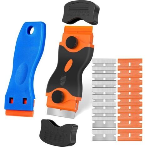 Ensemble Outils de Grattoir avec Double Tête, 20 Lames pour Nettoyage Plaque Vitrocéramique et Films de Voiture (1/5)